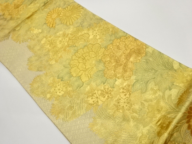 JAPANESE FUKURO OBI / SAGANISHIKI / WOVEN FLORAL PLANTS